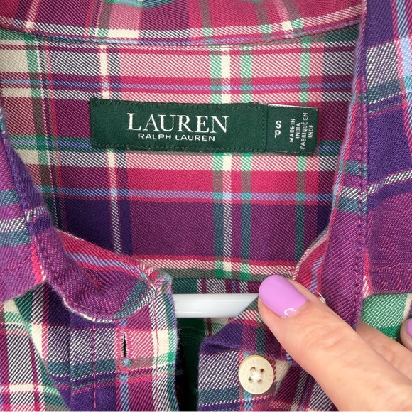Lauren Ralph Lauren women’s pink Plaid Button Down Shirt Long Sleeve S - Picture 3 of 5